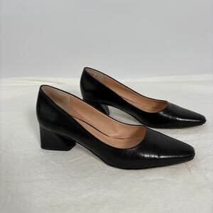 Franco Sarto Jesslyn Black Leather Block Heel Pumps-7.5